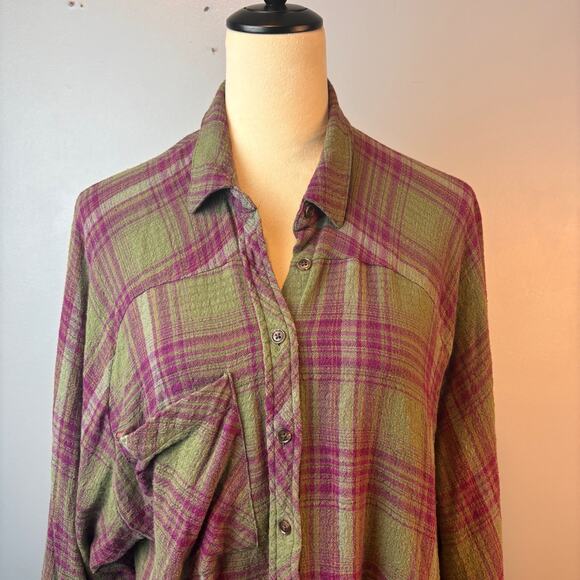BDG Urban Outfitters Lachlan Oversized Flannel Plaid Button Up Small - Picture 3 of 7